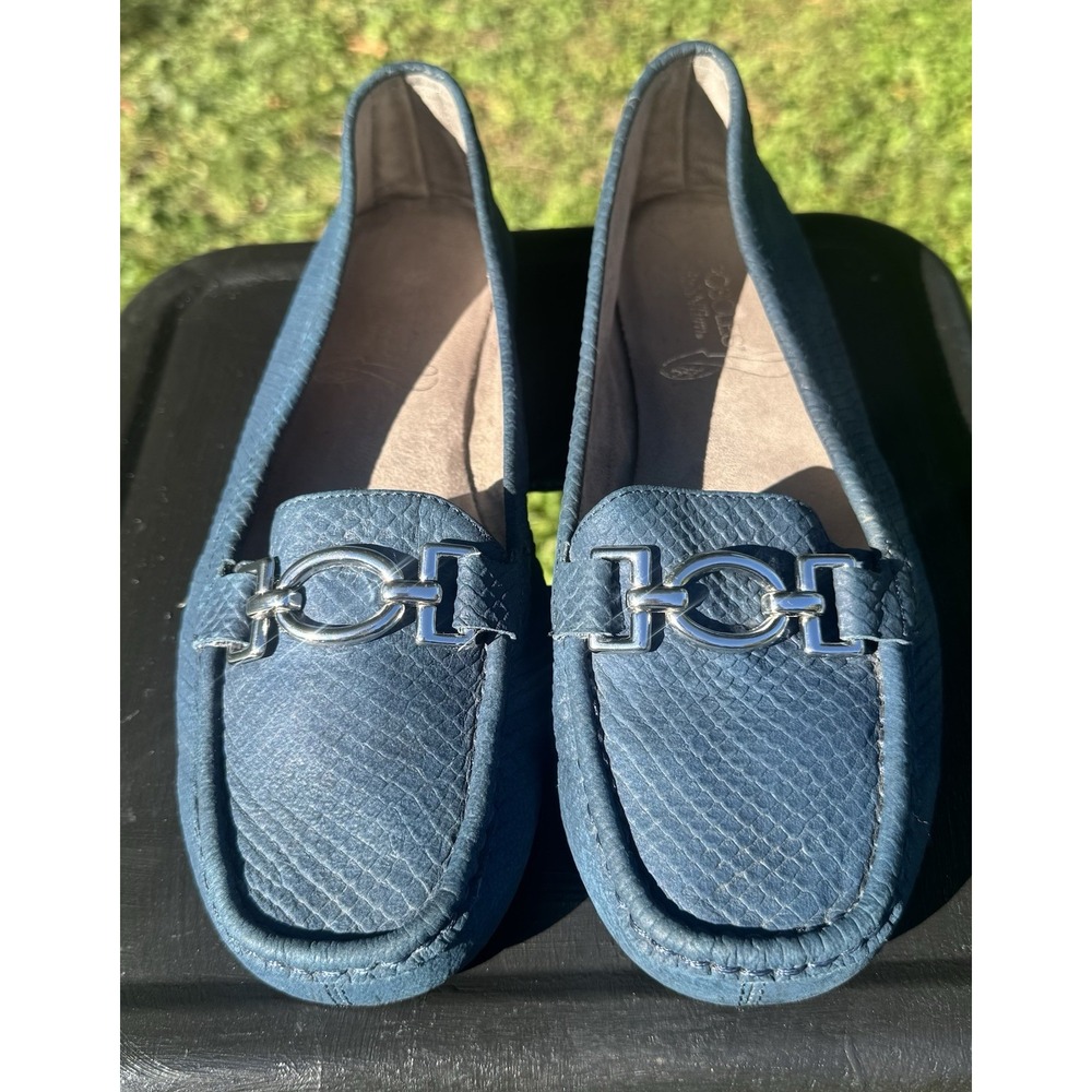 Aerosoles Loafers Women's 9, Blue Slip On Hazelnut Suede Buckle Flat - Picture 6 of 6